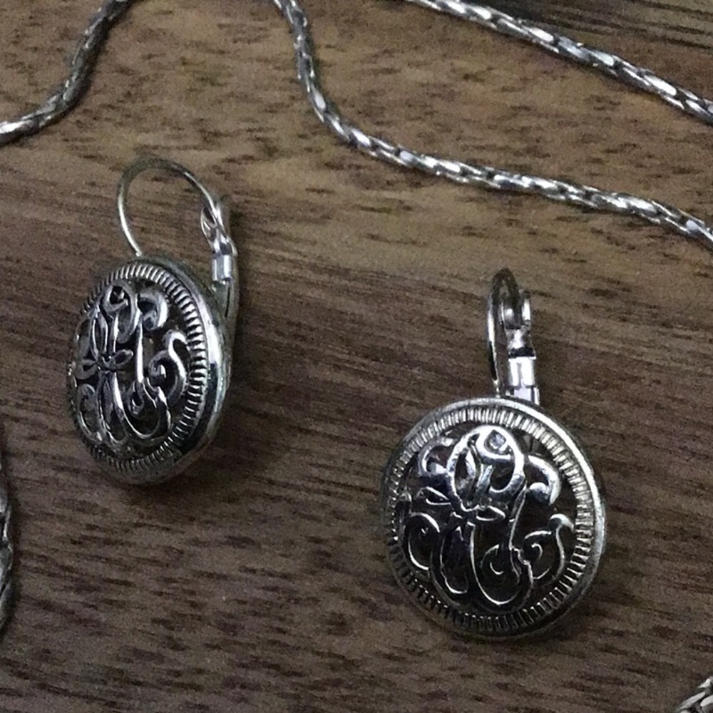 Vintage Silvertone Chain Scroll Design Set - image 2